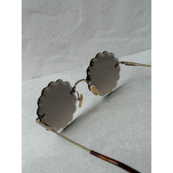 NEW Chloe CH0047S Rosie Scalloped Round Sunglasses in Brown main image 11